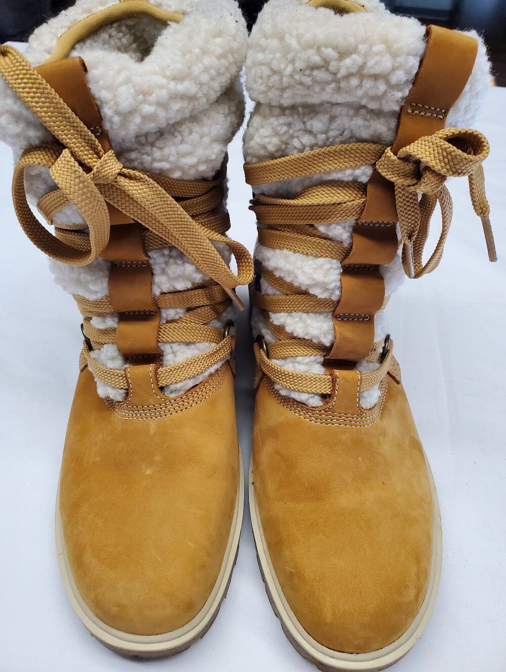 Timberland Women's Wheat Nubuck Sherpa Lined Lace-Up Winter Boot Size 8.5M - Picture 7 of 8